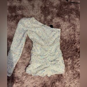 White sequin romper / jumpsuit size medium